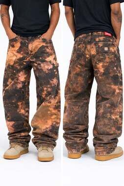 Vintage Coleman Men's Flannel Lined Custom Bleach Dyed Carpenter Utility Pants